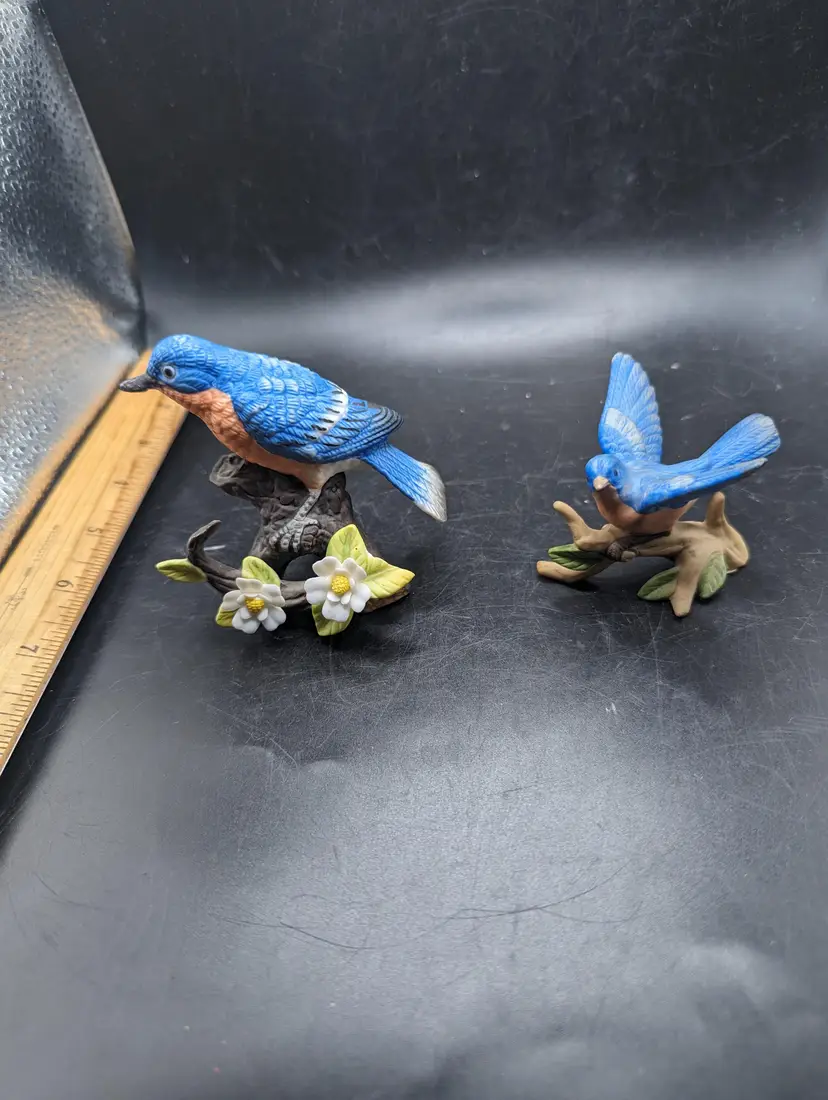 Vintage Lot Of 2 Lefton  Bluebird Porcelain Figurines
