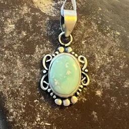 925 Sterling Silver Genuine Paloma Turquoise Oval Pendant - Small