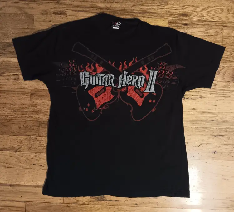Vintage Guitar Hero 1&2 Promo Video Game Tee xbox playstation rare Headline Ent