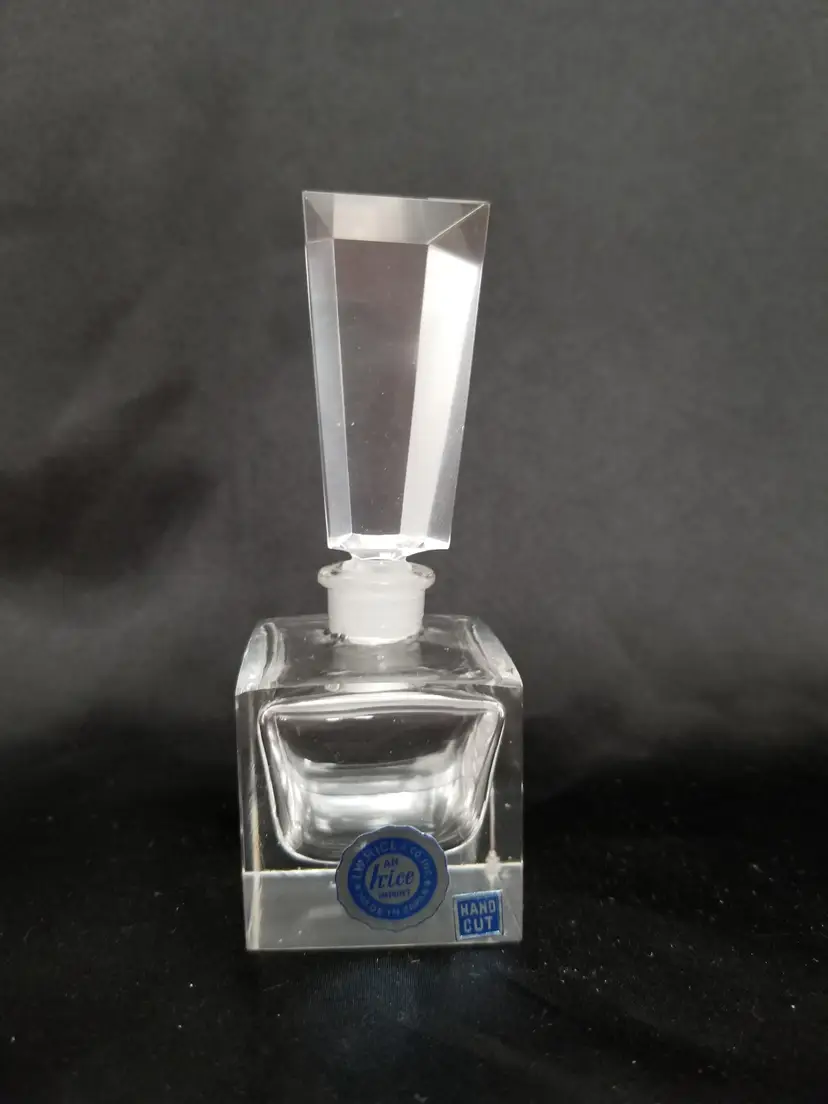 #168 Vintage I.W. Rice (IRICE) Hand Cut Glass Perfume Bottle
