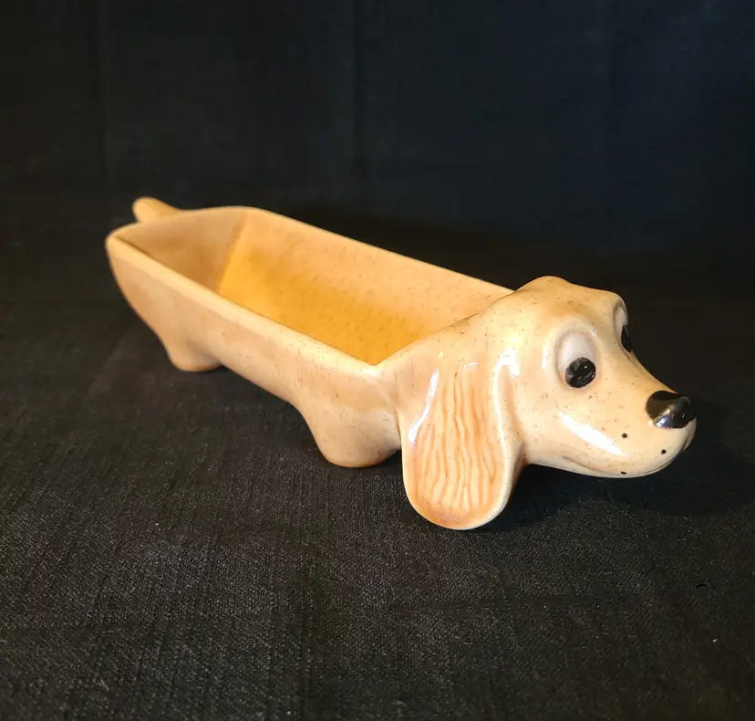 Vintage MCM Ceramic Dachshund Cracker Tray or Trinket Tray