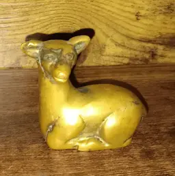 Vintage Carved Deer in Solid Brass