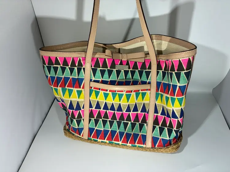KATE SPADE NEW YORK - FRANCIS CAPRI CANVAS & ROPE TOTE BEACH BAG IN GEORGEO