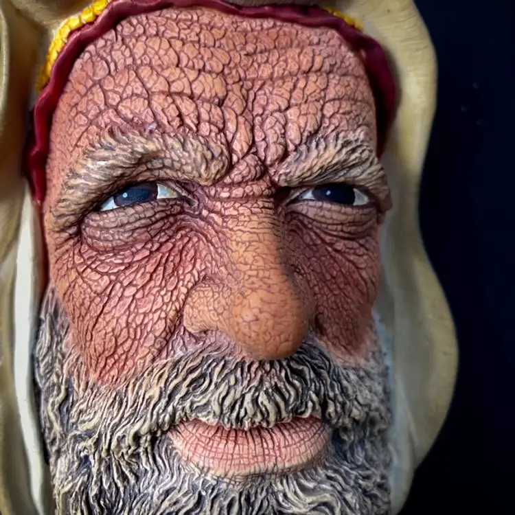 Elder Arab Desert Dweller Bosson's Handpainted Chalkhead Vintage Collectible