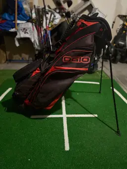 Ogio Lightweight Stand Bag Black Red 7-Way Divide Dual Strap Golf Bag