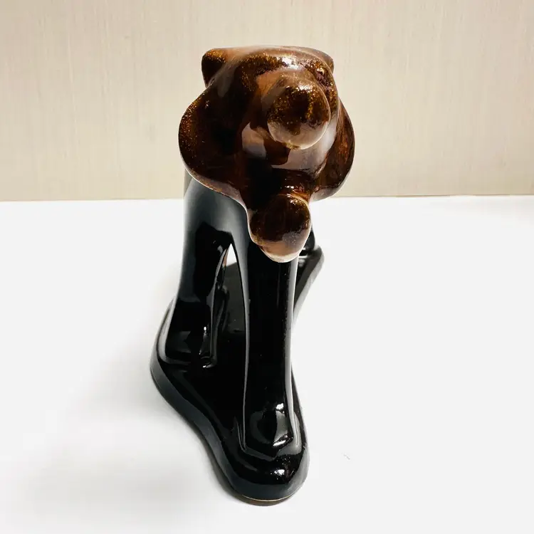 Vintage MCM Panther Jaguar Two Toned Brown Glaze Figurine Sculpture