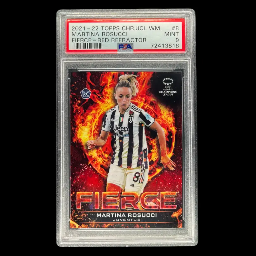Martina Rosucci 2021/22 Topps Chrome UWCL Fierce Red /5 PSA 9 Juventus Soccer Card