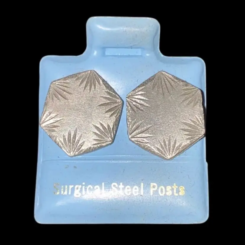 #18- New Old Stock Vintage 1980S Pewter Post Earrings As Pictured