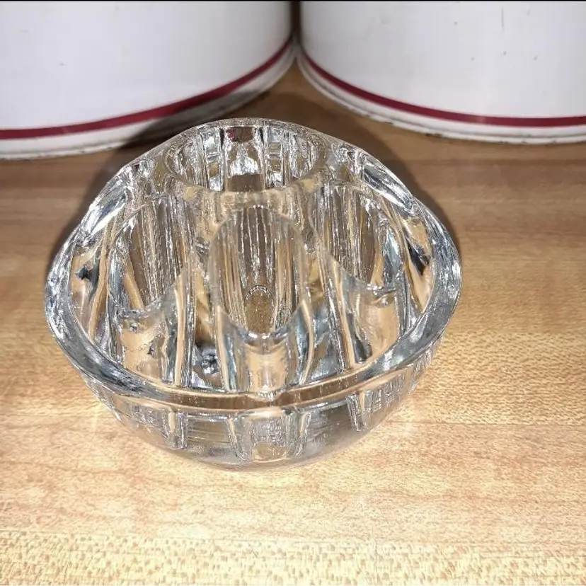 Antique Glass Flower Frog Clear Moonshine 3 In 9 Hole