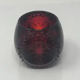 Ruby Red Amberina Glass Starburst Candle Holder