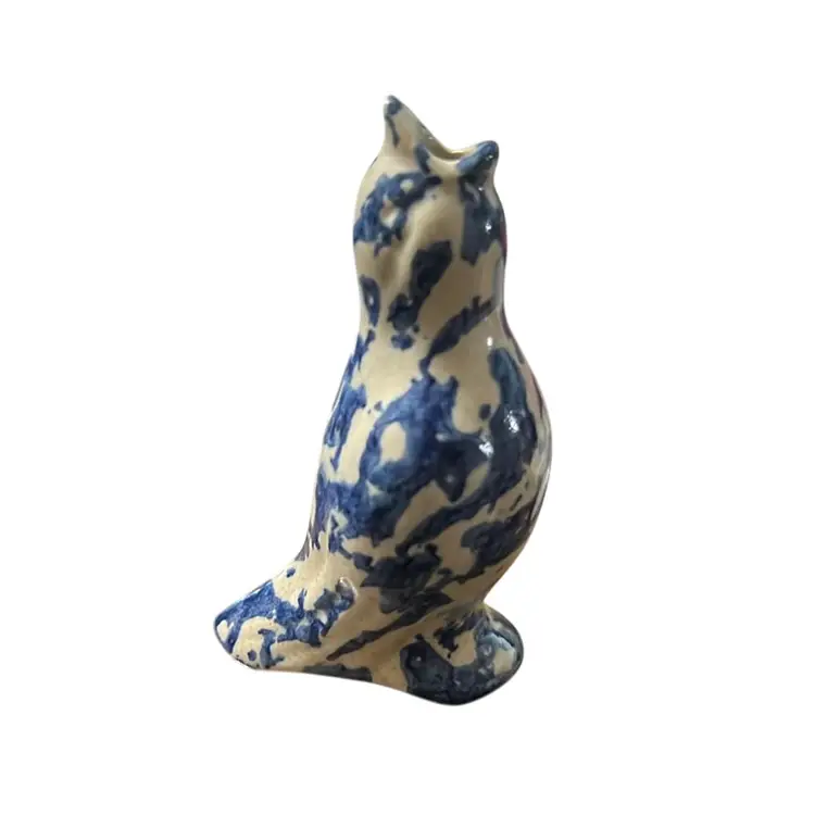 Blue Drip Glaze Pottery Pie Bird