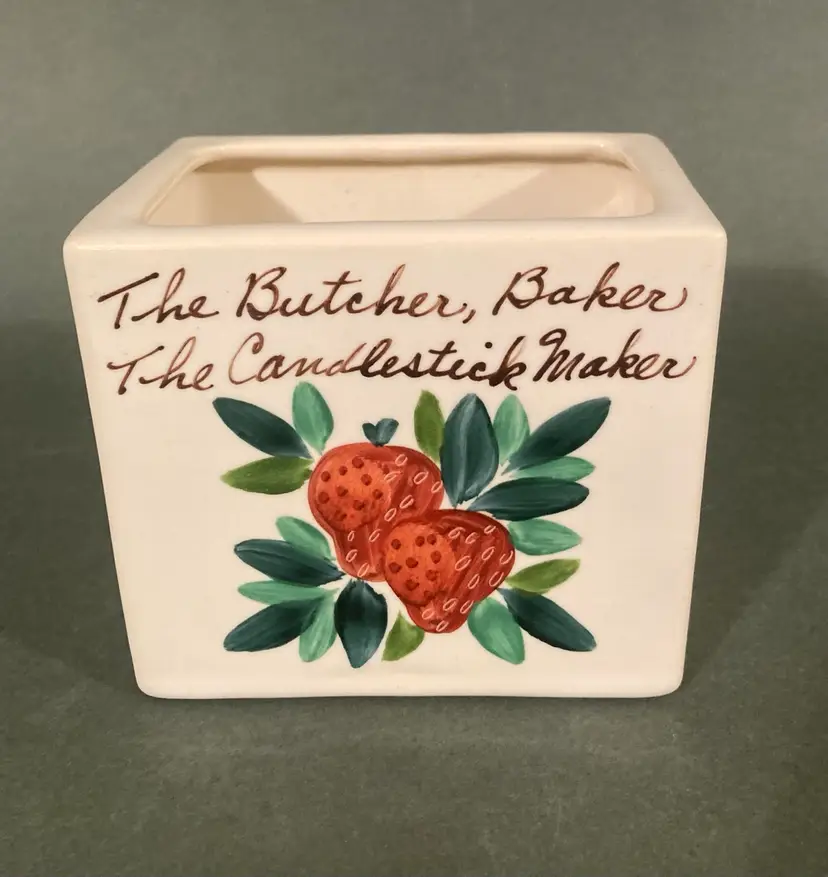 Bauer Pottery Strawberry Nursery Rhyme Base For Coin Bank