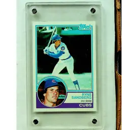1983 Topps Baseball Ryne Sandberg Rookie Card #83 in Screw Down Holder - Vending Case