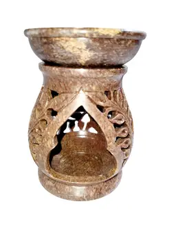 Oil Diffuser, Oil Warmer Tea Light Holder Aromatherapy Artisan Carved Soapstone