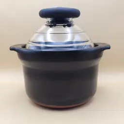 Hario Ceramic Rice Cooker Pot Gohan Gama and Glass Lid Meshikama GN-150B VGUC