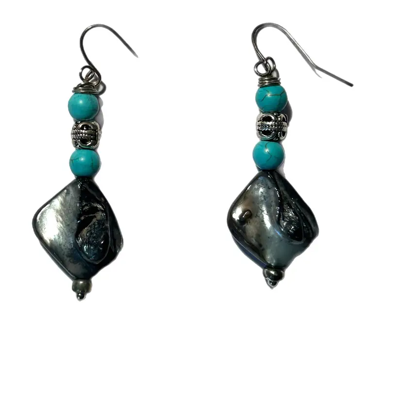 Handmade Earrings Turquoise with Stone