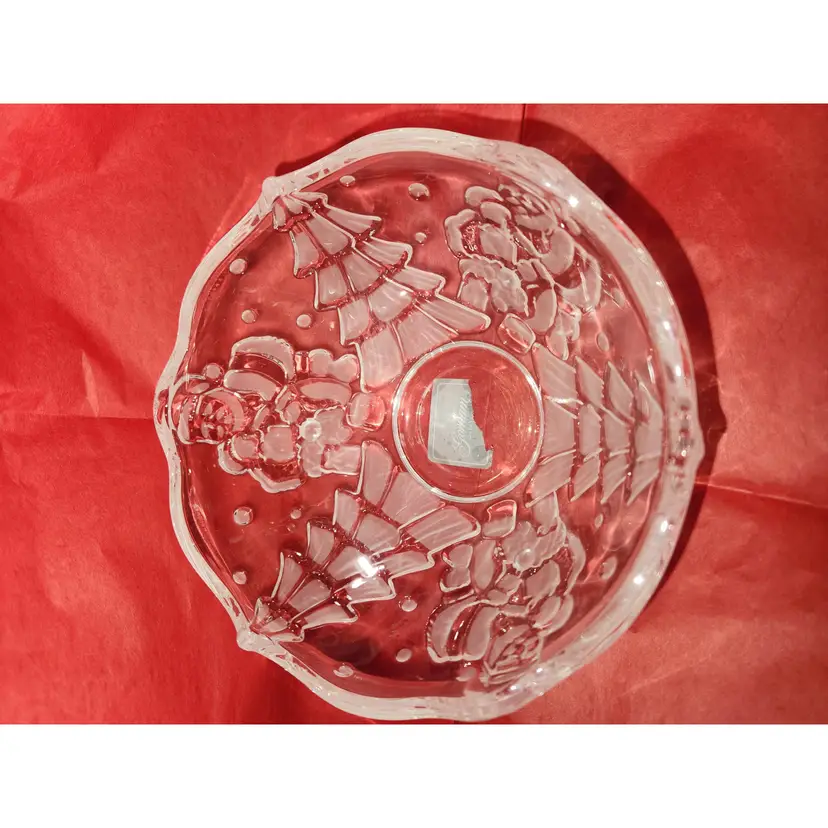 Gorham Christmas Santa Crystal Santa Bowl - Germany