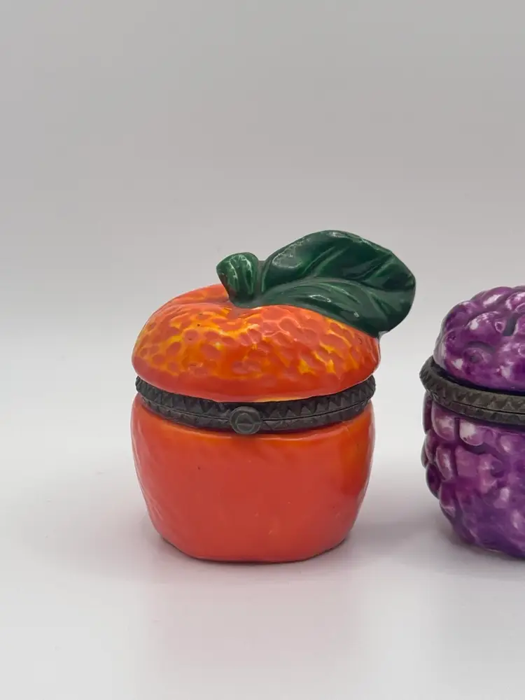 Fruit Trinket Boxes with Bronze Hinge, Adorable 3pc set!