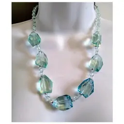 Vintage Aquamarine Lucite Crystal Necklace