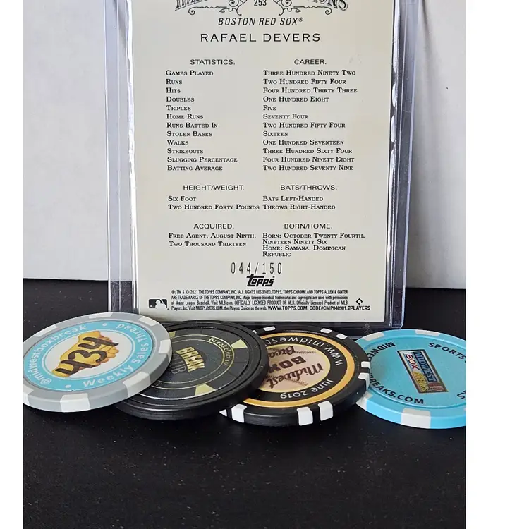 2021 Allen & Ginter Chrome Blue Refractor Rafael Devers 44/150