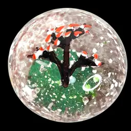 3” Cherry Blossom Tree Paperweight. Art Glass With Green Felt Bottom. Unsigned.