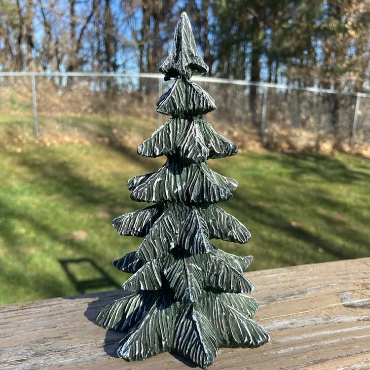 Lefton, Large Fir Tree #00303, Colonial Christmas Village. Resin(?). Original Tag. 7”h.