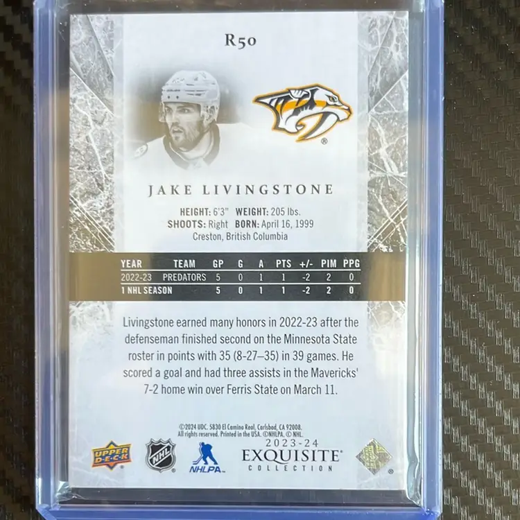 Jake Livingstone 23-24 Upper Deck Exquisite R 50