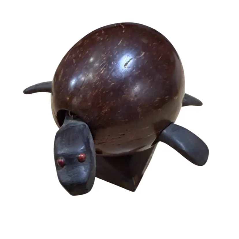 Vintage handmade Coconut Turtle figurine with movable neck And Legs
