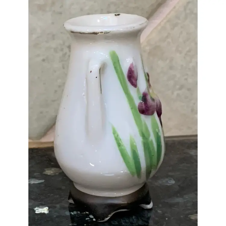 VTG Mini Porcelain Vase Irises Japan