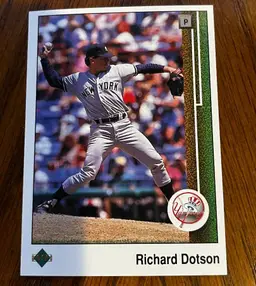 1989 Upper Deck Sports Baseball Collector Trading Card Yankees Richard Dotson #80