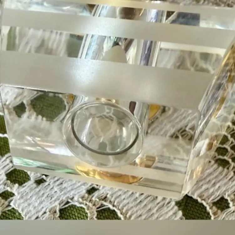 Vintage Gold and Clear Crystal Glass Perfume or Cologne Art Deco Bottle