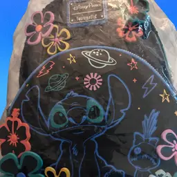 NWT Disney Parks Loungefly Stitch 626 Black Neon Sequin Mini Backpack NWT