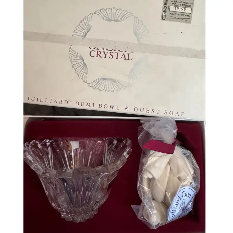 Vintage 90s Oneida Julliard Crystal Demi Bowl & Guest Soap New In Box