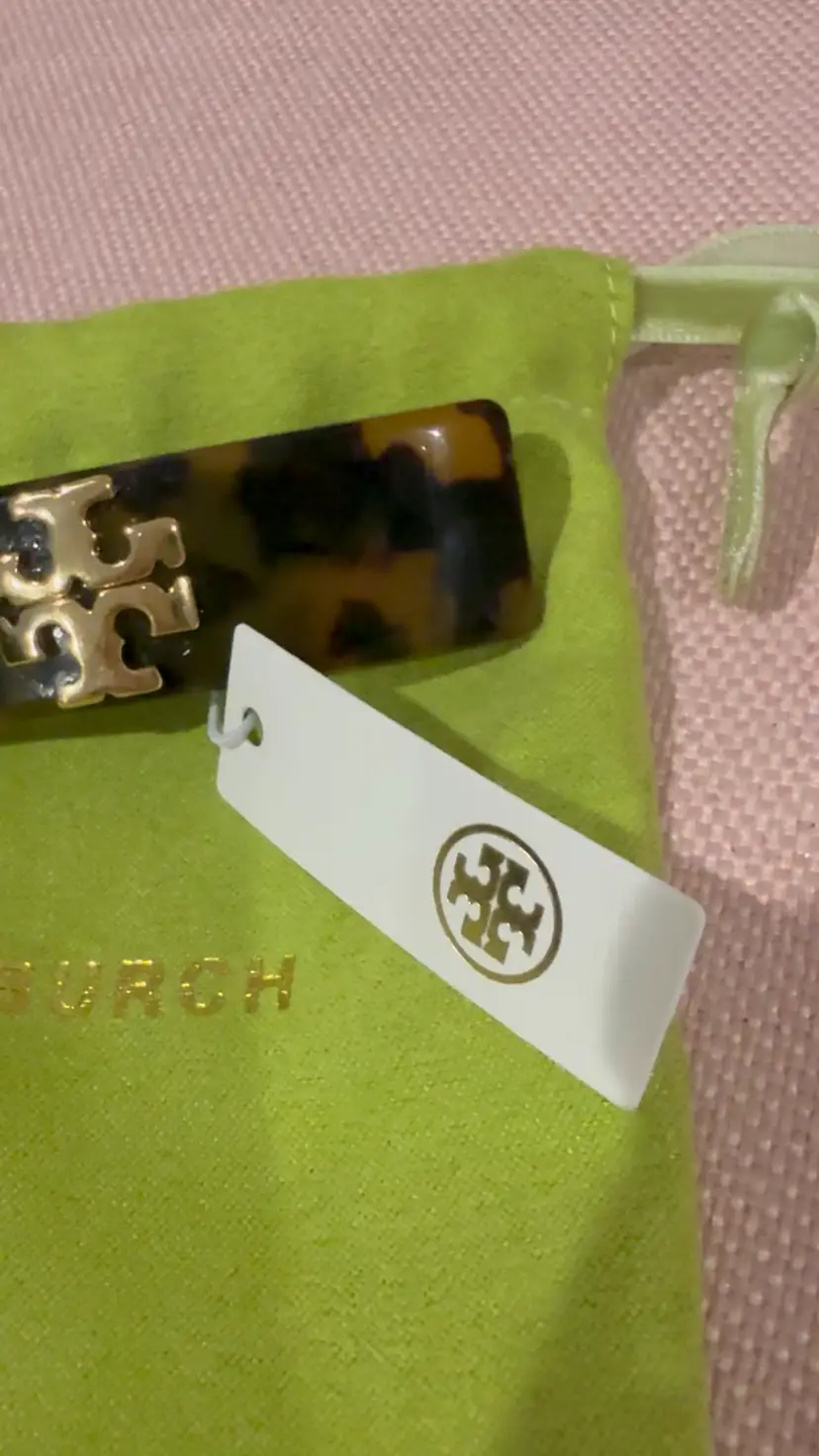 Tory Burch Hair Barrette Gold Tone Brown