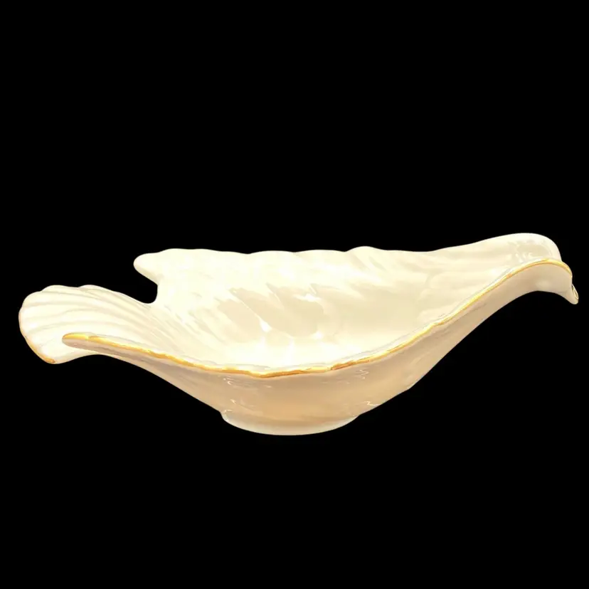 Vintage Lenox Porcelain Dove, USA, 24K Gold Gilt, Open Candy Dish w/Sticker