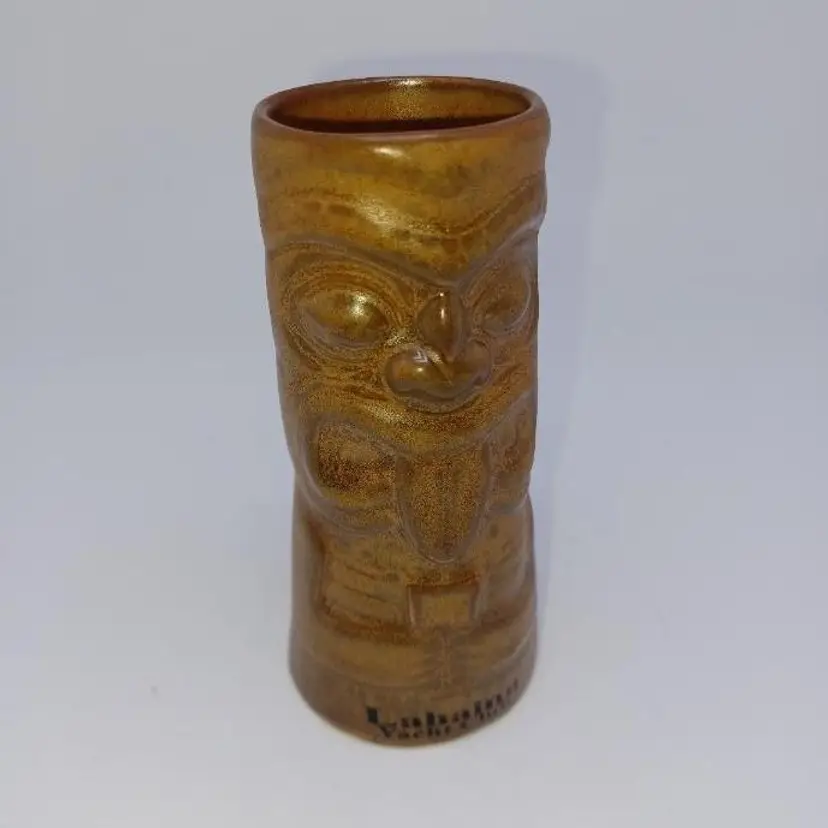 Vintage Chiki Tiki Shot Glass Tan Tongue Out 3 3/4 in