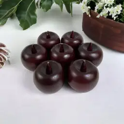 Set of 7 Vintage Dark Red Wooden Apples – Rustic Farmhouse Décor