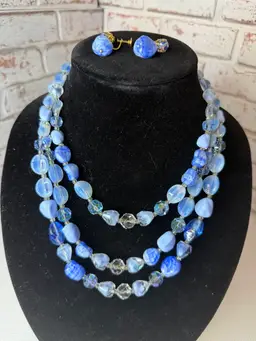 Vintage Art Deco Art Glass And Beads And Earrings As A Set