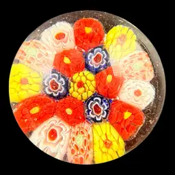 Mini Chinese Millefiori Glass Paperweight 1.5”