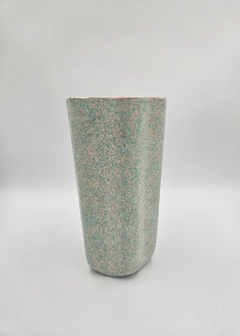 #C65 Shawnee USA #1013 Turquoise and Pink Speckled Vase