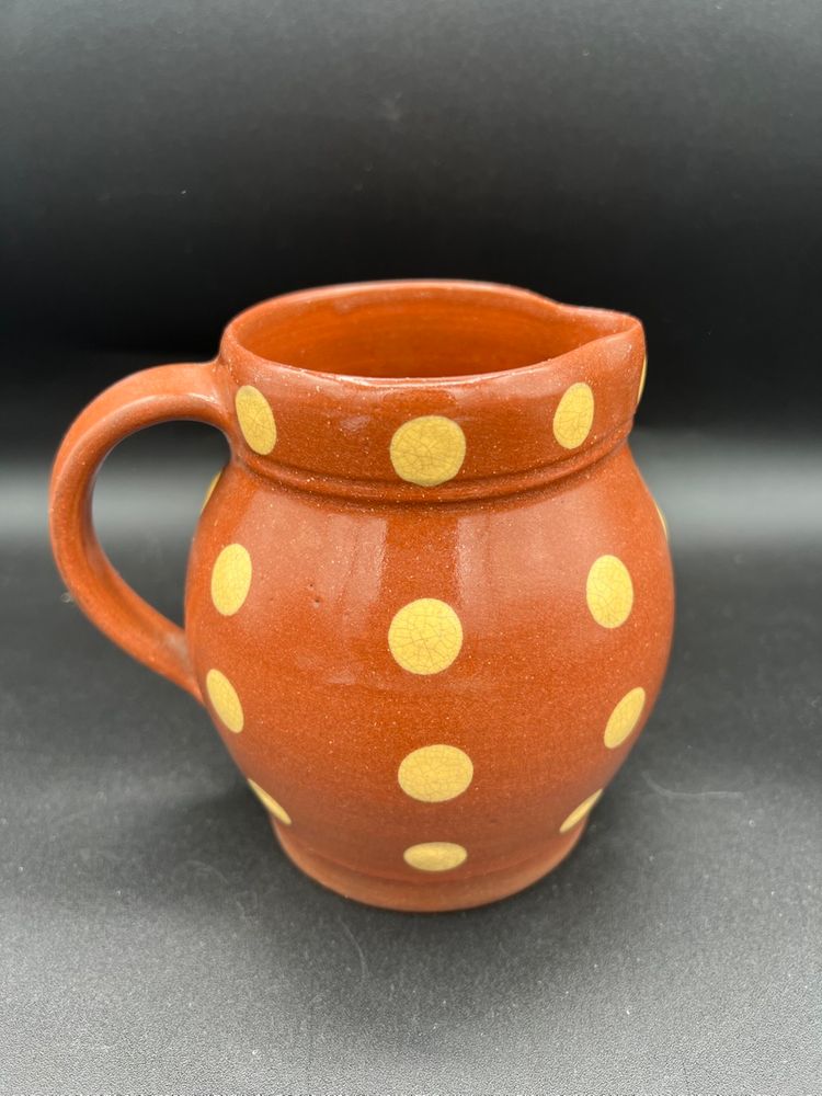 Beautiful Wisconsin Pottery Yellow Polka Dots Pitcher