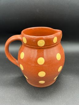 Beautiful Wisconsin Pottery Yellow Polka Dots Pitcher