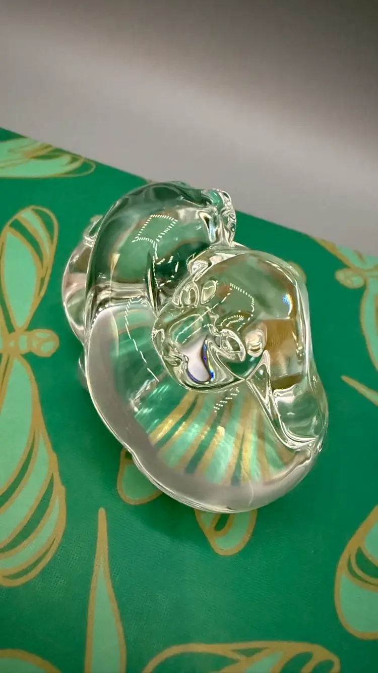 Signed Steuben Clear Crystal "Puppy Love" Paperweight/Figurine