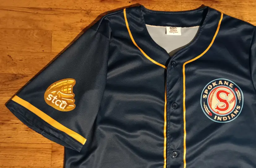 Spokane Indians Gold Glove Member Jersey NEW MILB Baseball Blue Chiefs Hockey