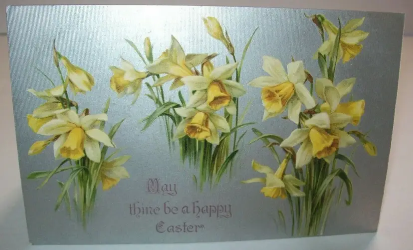 Easter Postcard Vintage Salesman Sample Whitten & Dennison Lily Flowers Original