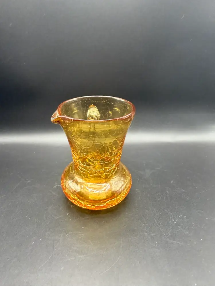 Pilgrim Glass Amber Crackle Glass Pitcher