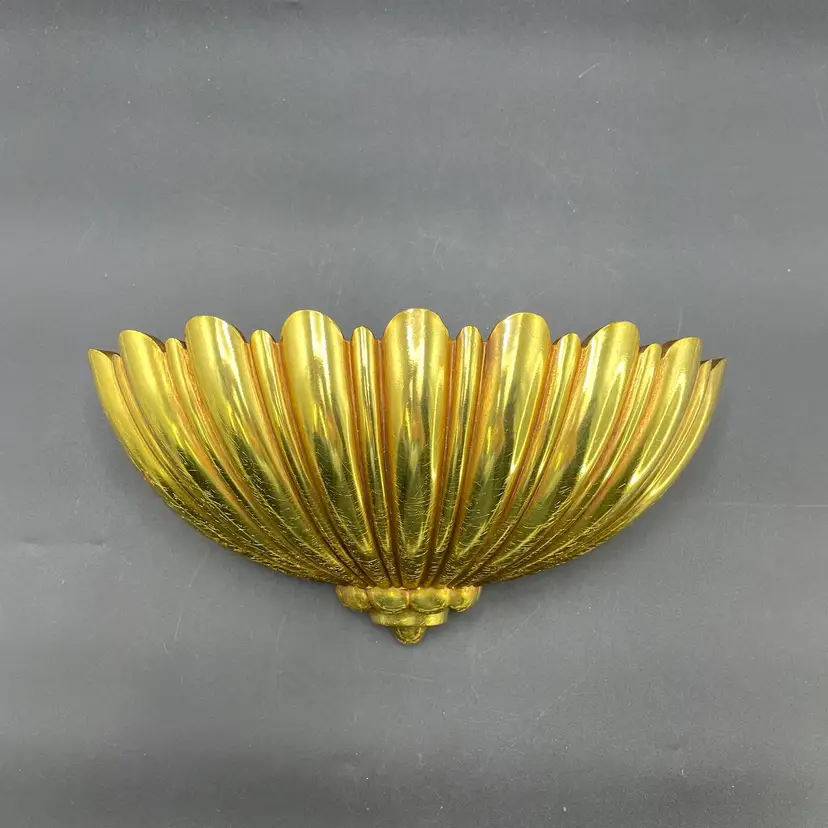 Hollywood Regency Style Syroco Inc #4246 Fluted Gold Wall Pocket Planter Vintage