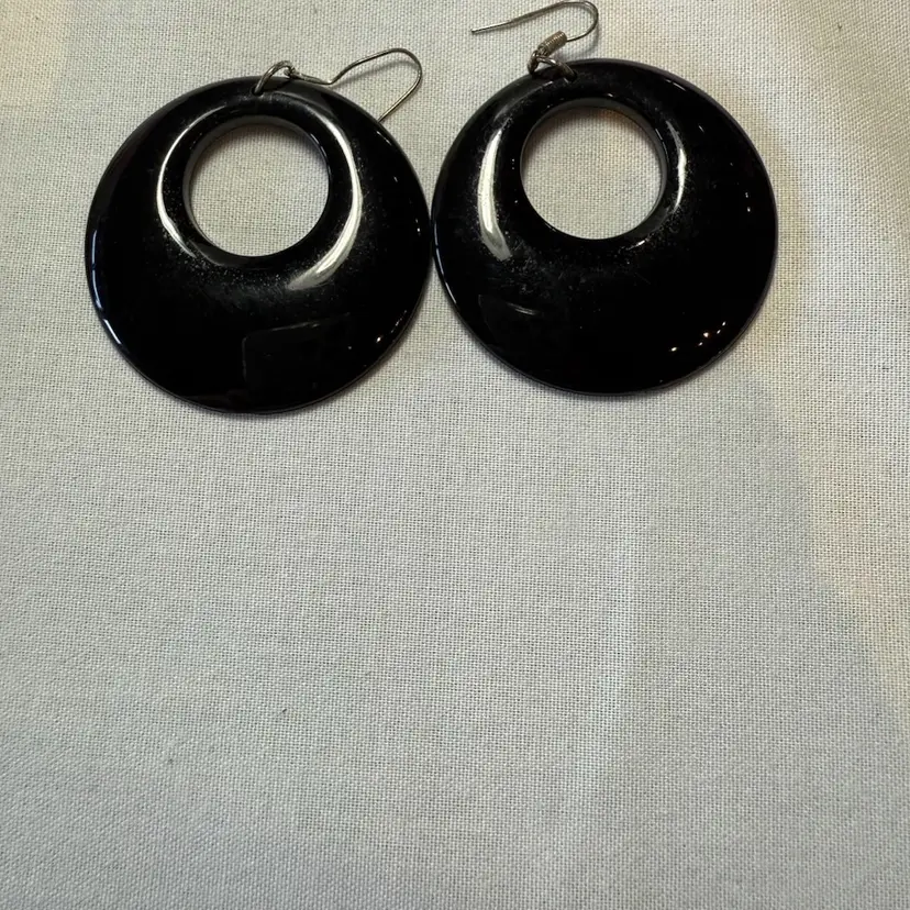 Groovy Timeless  Black Plastic Earrings