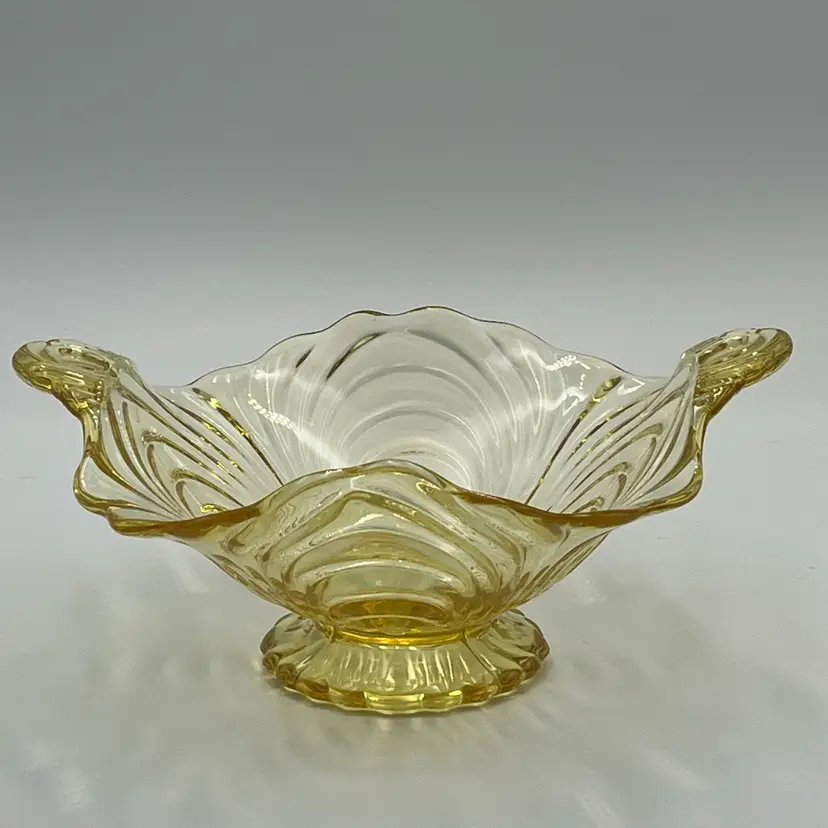 Yellow Art Glass Bowl With Handles- Cambridge?