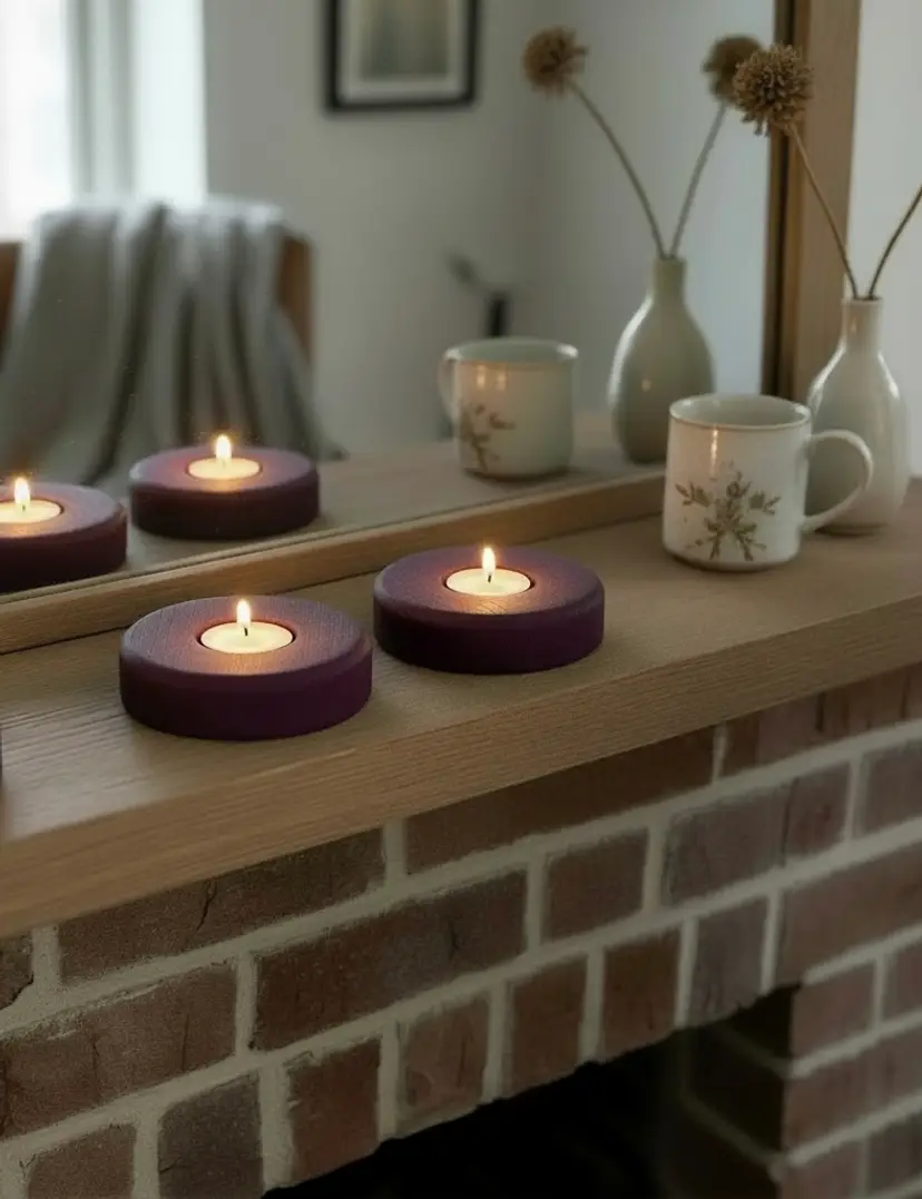 4-inch Round Purpleheart Tealight Holders